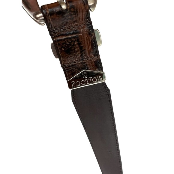 Footjoy Men's 69645 Contoured Brown Embossed Leather Belt Size 38 Golf Casual - Picture 5 of 13